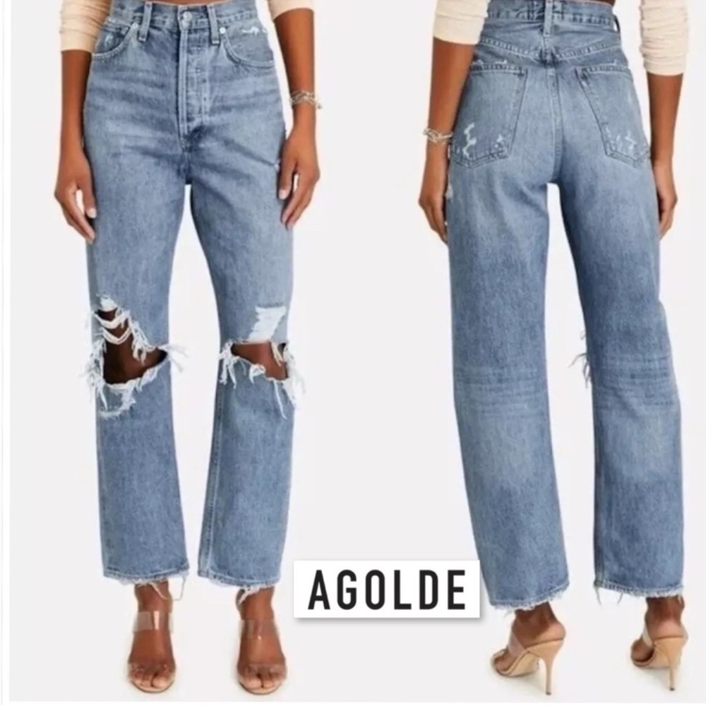 AGOLDE 90s High Rise Loose Fit Jeans Fall Out Wash
Distressed Denim 23 A069C-811